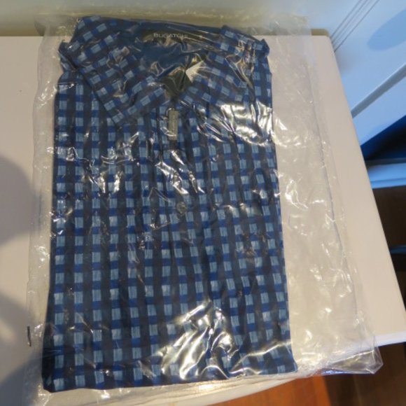 Bugatchi Men's Golf Tee Blue Checker - Picture 5 of 5